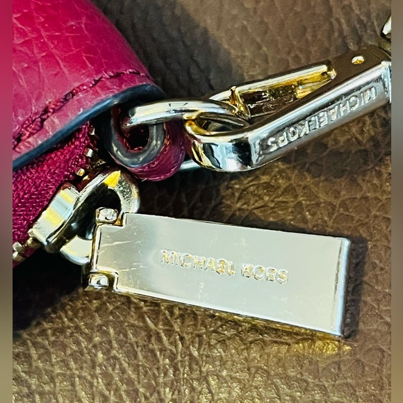 Women’s Michael Kors Leather Jet Set Wristlet Clutch - Maroon - Picture 5 of 8